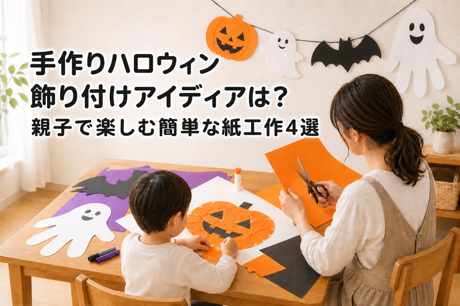 親子で楽しむ手作りハロウィン飾り付けの紙工作4選