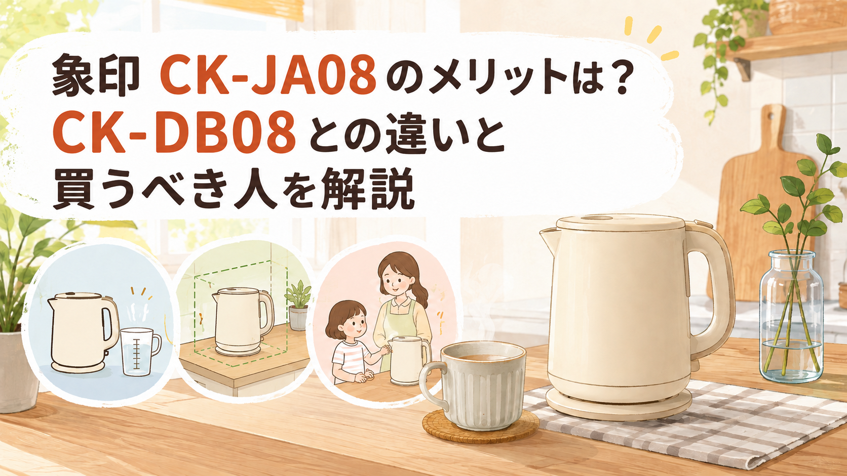象印 CK-JA08のメリット、CK-DB08との違い、買うべき人を解説するアイキャッチ